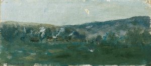 Paisagem Hilly Landscape com Crescent Moon de Theodor von Hormann