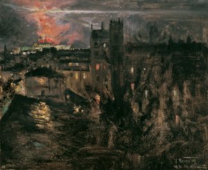 Paris à noite com a Torre Eiffel de Theodor von Hormann