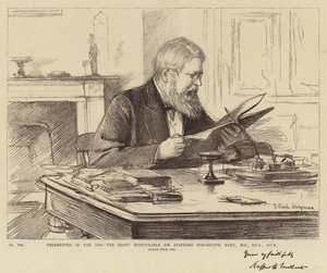 Celebridades do Dia, o Honorável Sir Stafford Northcote, Baronete, MP, DCL, GCB de Theodore Blake Wirgman