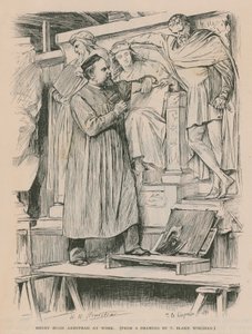 Henry Hugh Armstead a trabalhar no Albert Memorial (gravura)