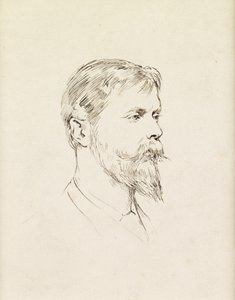 Retrato de Sir Ernest Waterlow, um perfil (caneta e tinta no papel)
