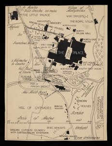 Mapa dos edifícios de Knossos que rodeiam o Palácio, cerca de 1903 de Theodore Fyfe
