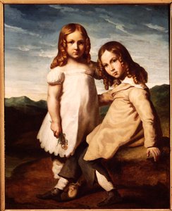 Alfred Dedreux (1810-60) como uma criança com sua irmã, Elisabeth, 1816-17 de Theodore Gericault