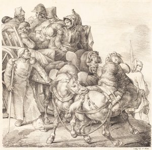 Carrinho Cheio de Soldados Feridos (Chariot charge de soldats blesses) de Theodore Gericault