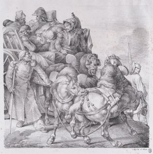Carro carregado de soldados feridos, 1818. de Theodore Gericault