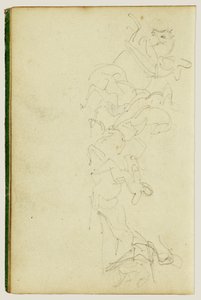 Escaramuça de cavalaria com quatro cavaleiros de Theodore Gericault