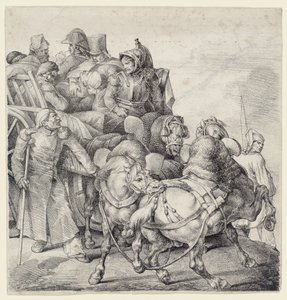 Carroça cheia de soldados feridos (A Wagon Full of Wounded Soldiers) de Theodore Gericault
