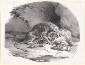 Cavalo devorado por um leão (A Horse Being Devoured by a Lion) de Theodore Gericault