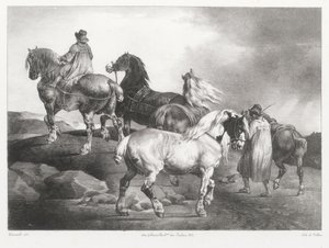 Cavalos a caminho da feira (Horses Being Led to the Fair) de Theodore Gericault
