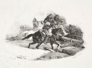 Cuirassiers carregando uma bateria de artilharia. de Theodore Gericault