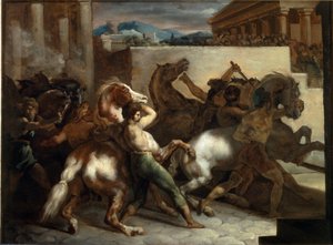 Corridas de Cavalos Grátis em Roma - óleo sobre tela de Theodore Gericault