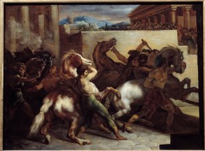 Corrida de Cavalos Grátis em Roma Pintura por Theodore Gericault (1791-1824) 1817 Sol. 0,45x0,6 m de Theodore Gericault