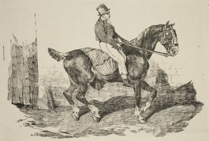 Géricault - Cavalo de carruagem montado por um palfreneiro, 1820 de Theodore Gericault