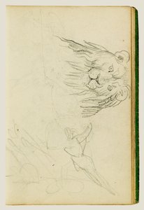 Vista frontal de um leão sentado de Theodore Gericault