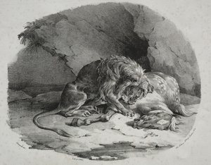 Cavalo devorado por um leão de Theodore Gericault