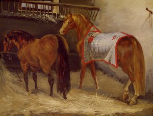Cavalos no estábulo