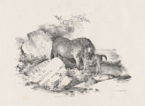 A égua e o seu potro, frontispício (The Mare and Its Colt, Frontispiece) de Theodore Gericault