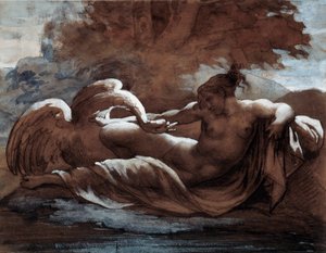 Leda e o cisne. Desenho de Theodore Gericault (1791-1824) de Theodore Gericault