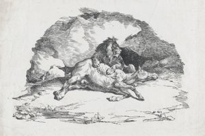 Leão Devorando um Cavalo, 1818. de Theodore Gericault