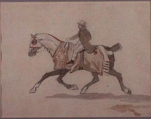 Pequeno noivo em cavalo trotador (lápis e aguarela) de Theodore Gericault