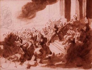 Luís XVIII fazendo um desfile sobre o Champ de Mars (lápis, caneta, tinta castanha e lavagem) de Theodore Gericault