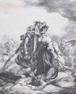 Mameluco defendendo um trompetista ferido, 1818. de Theodore Gericault