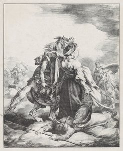 Mameluco da guarda imperial a defender um trompetista ferido contra um cossaco (Um mameluco egípcio a defender um trompetista francês ferido em Waterloo) de Theodore Gericault