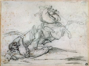 Mameluke caindo embaixo de seu cavalo de Theodore Gericault