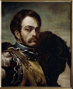 Retrato de um oficial carabinieri. Óleo sobre tela de Theodore Gericault