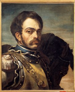 Retrato de um oficial carabinieri. Pintura de Theodore Gericault (1791-1824) de Theodore Gericault