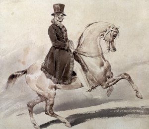 Cavaleiro em um casaco com gola de pele de Theodore Gericault