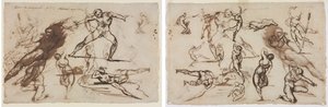 Folha de Esboços (reto) Folha de Esboços (verso) de Theodore Gericault