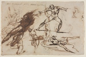 Folha de esboços (frente) Folha de esboços (verso) de Theodore Gericault