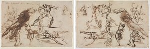 Folha de Esboços (reto) Folha de Esboços (verso) de Theodore Gericault
