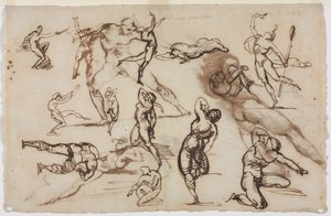 Folha de esboços (verso) de Theodore Gericault