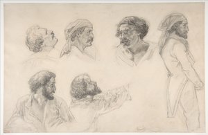 Seis estudos para Corréard e Savigny na obra «A Jangada da Medusa» de Theodore Gericault