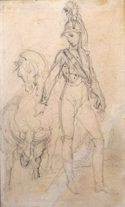 Estudo de um dragão e seu cavalo de Theodore Gericault