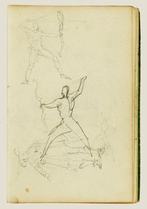 Três estudos de um homem nu com arco e flecha, numa postura cavalheiresca de Theodore Gericault