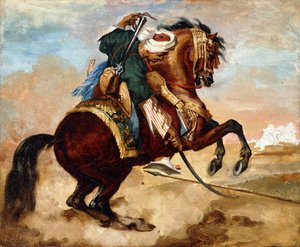 Turco montando um cavalo marrom Alezan, c.1810
