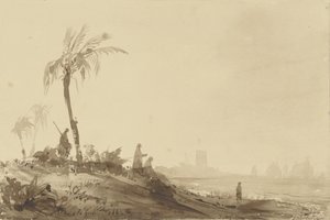 Beduínos debaixo de uma palma