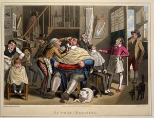 Domingo de manhã, eng. George Hunt, pub. Thos. McLean, Londres, 1827 (gravura colorida à mão)