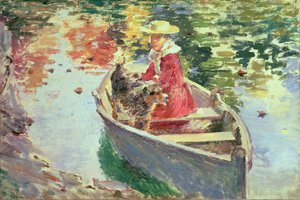 Senhorita Motes e seu cão Shep, 1893 de Theodore Robinson