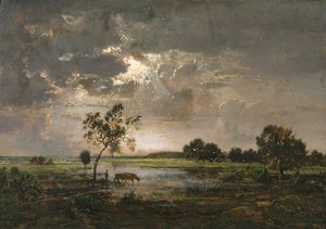 Paisagem, c.1842 (óleo sobre painel) de Theodore Rousseau