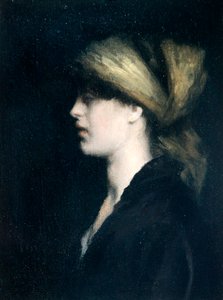 Chiaroscuro, um Perfil, o Lenço de Ouro, c.1900 (óleo sobre tela)