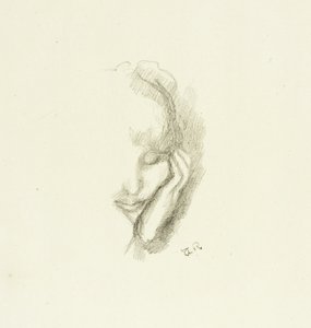 Cabeça de uma mulher apoiando-se em sua mão de Theodore Roussel