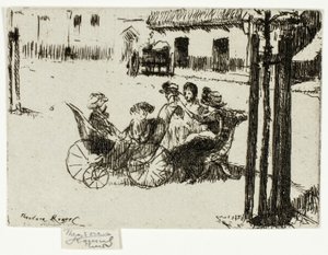 Meninas e carrinhos de bebê, Chelsea Embankment de Theodore Roussel