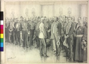 O Imperador está a falar com o embaixador alemão Philpp zu Eulenburg-Hertefeld
