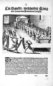 Banquete com o rei, 1606 de Theodore de Bry