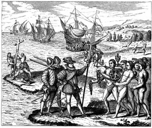 Cristóvão Colombo, explorador genovês, descobrindo a América, 12 de maio de 1492 1590