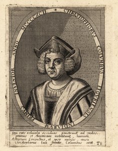 Cristóvão Colombo, explorador e colonizador italiano de Theodore de Bry
